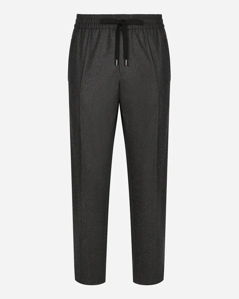 Dolce & Gabbana Pantalone Jogging In Lana - Uomo Pantaloni E Shorts Grigio Melange
