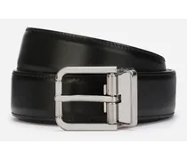 Dolce & Gabbana Brushed Calfskin Belt - Uomo Cinture Nero Pelle Nero