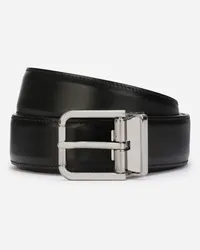 Dolce & Gabbana Brushed Calfskin Belt - Uomo Cinture Nero Pelle Nero