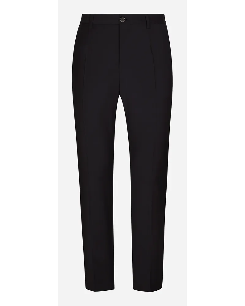 Dolce & Gabbana Pantalone Lana Stretch Con Ricamo Dg - Uomo Pantaloni E Shorts Blu Lana Blu