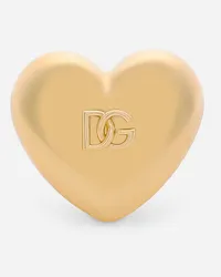 Dolce & Gabbana Anello A Cuore Con Logo Dg A Rilievo - Donna Bijoux Oro Metallo Oro