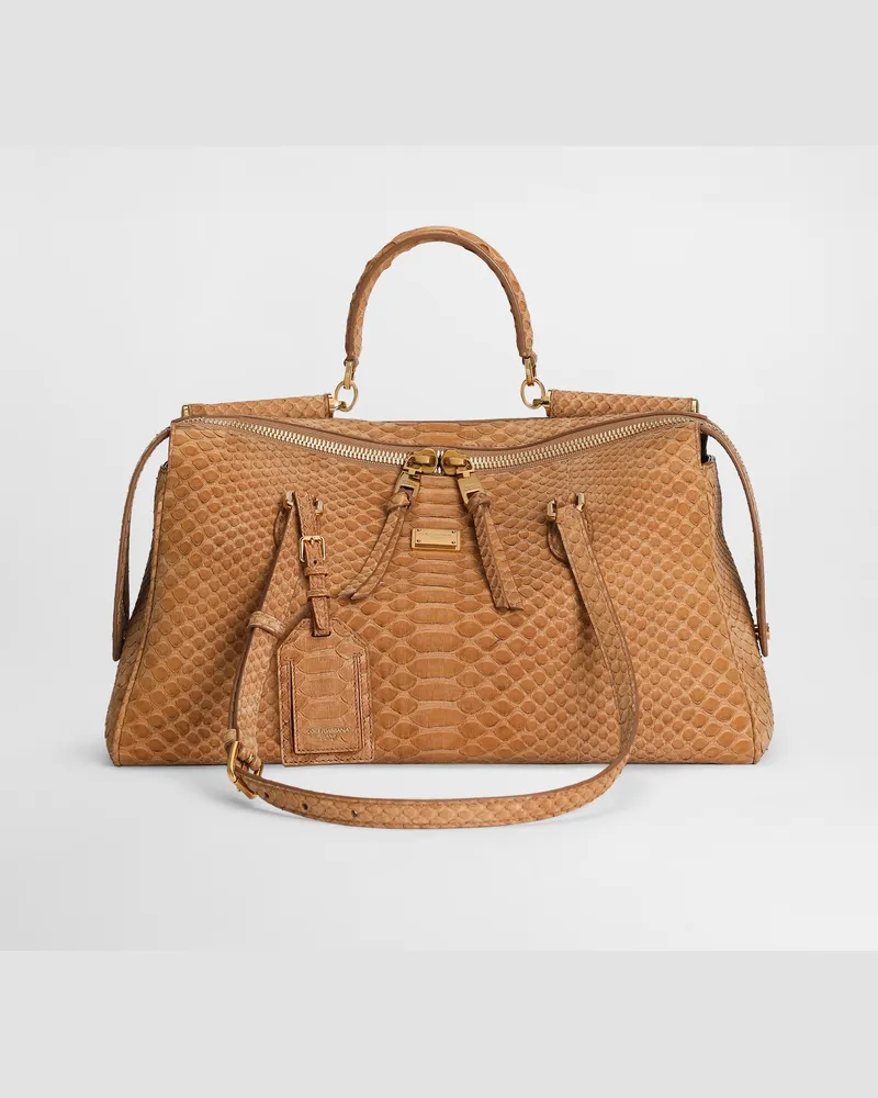 Dolce & Gabbana Borsa A Mano Vittoria Media In Pitone - Donna Collection Beige Cammello