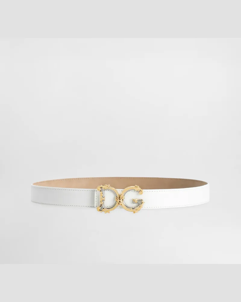 Dolce & Gabbana Calfskin Belt With Logo - Donna Cinture Bianco Pelle Bianco