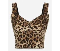 Leopard-print Charmeuse Bustier Top - Donna Camicie E Top Stampa Animalier Seta
