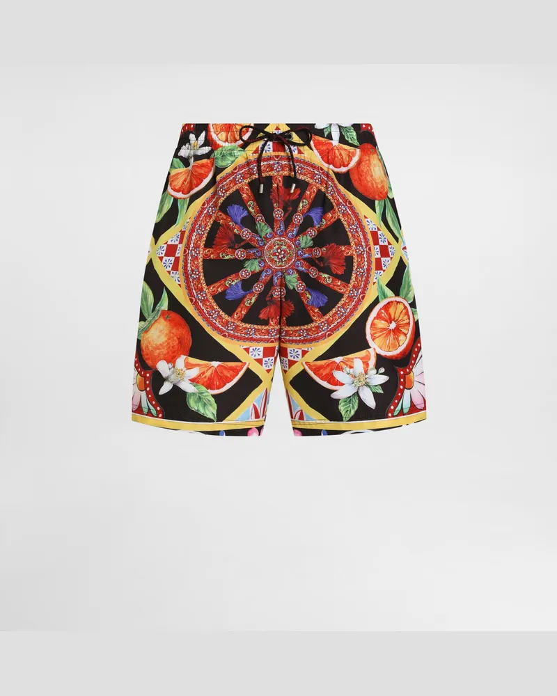 Dolce & Gabbana Boxer Da Mare Stampa Carretto - Uomo Beachwear Multicolore Multicolore