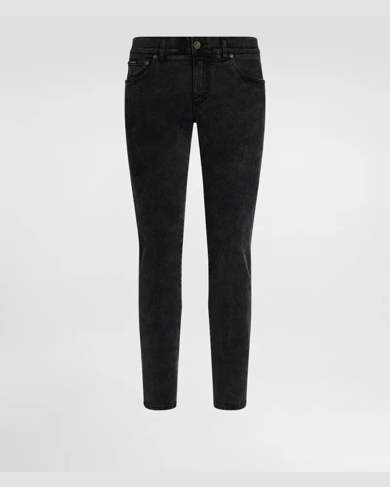 Dolce & Gabbana Jeans Skinny In Cotone Stretch Con Placca - Uomo Denim Multicolore Variante