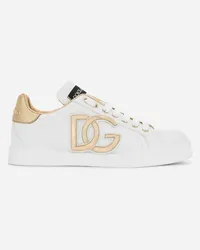 Dolce & Gabbana Sneaker Portofino In Pelle Di Vitello Con Logo Dg - Donna Sneaker Bianco Pelle Bianco