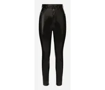 High-waisted Coated Jersey Pants - Donna Pantaloni E Shorts Nero Tessuto