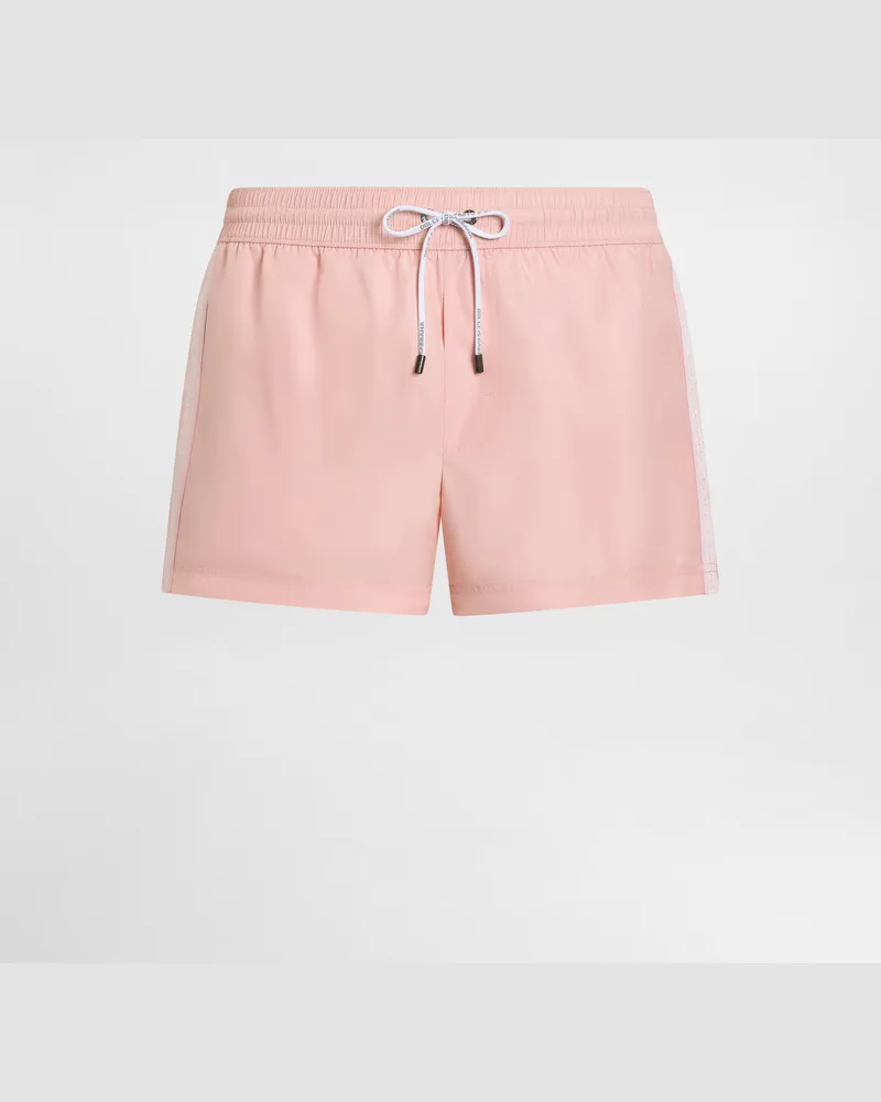 Dolce & Gabbana Boxer Da Mare Con Logo - Uomo Beachwear Multicolore Rosa