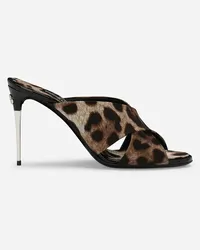 Dolce & Gabbana Mule In Raso Stampa Leo - Donna Slide E Mule Stampa Animalier Leo