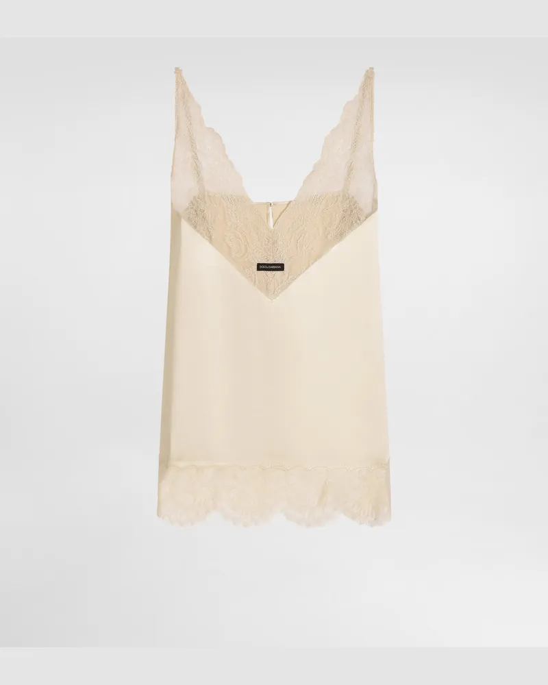 Dolce & Gabbana Top In Raso Di Seta - Donna Camicie E Top Beige Seta Beige