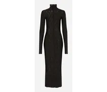 Tulle Calf-length Dress With All-over Dg Logo - Donna Abiti Nero