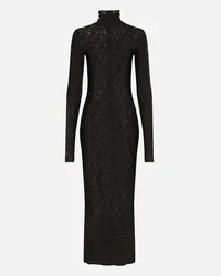 Dolce & Gabbana Tulle Calf-length Dress With All-over Dg Logo - Donna Abiti Nero Nero