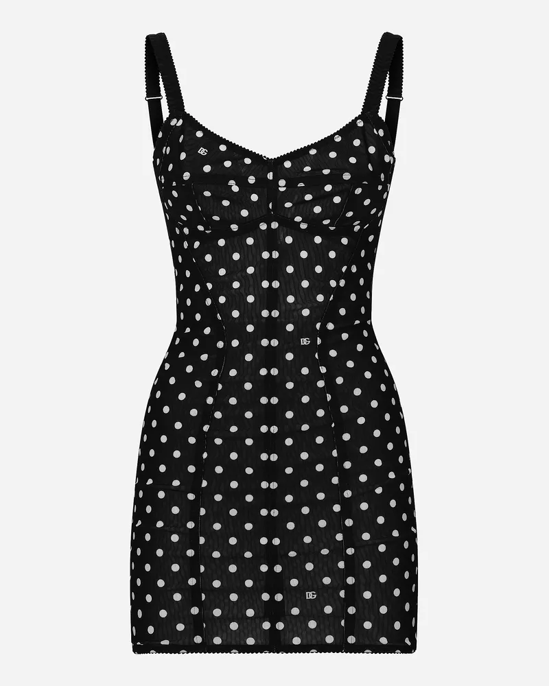 Dolce & Gabbana Miniabito Corsetteria In Marquisette Stampa Pois - Donna Abiti Stampa Stampa