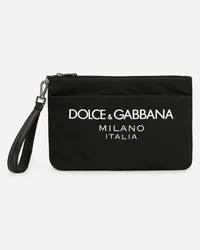 Dolce & Gabbana Pouch In Nylon Con Logo Gommato - Uomo Portadocumenti E Clutch Nero Nylon Nero