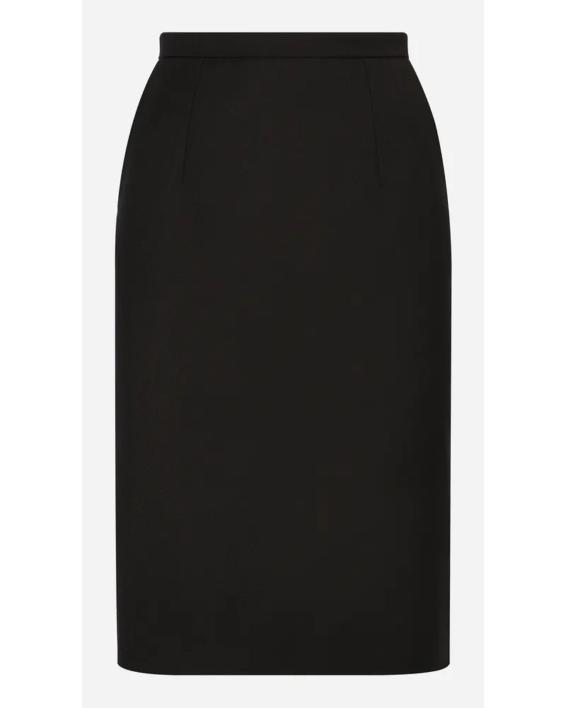 Dolce & Gabbana Gonna Midi A Tubino In Crêpe Di Lana - Donna Gonne Nero Nero