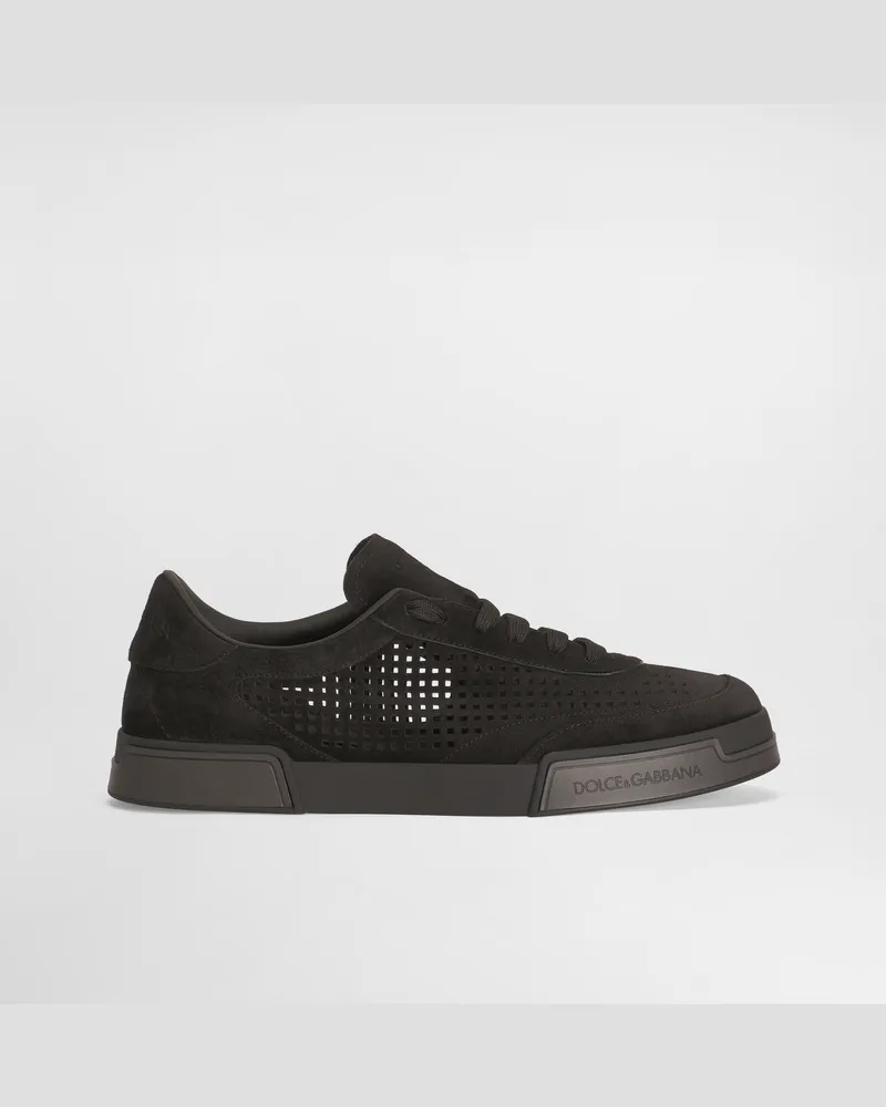 Dolce & Gabbana Scarpa Portofino Yacht In Suede - Uomo Stringate Nero Nero