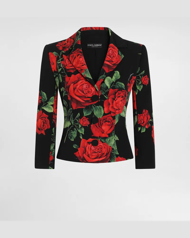 Dolce & Gabbana Giacca Monopetto In Charmeuse Stampa Rose - Donna Giacche E Blazer Multicolore Multicolore