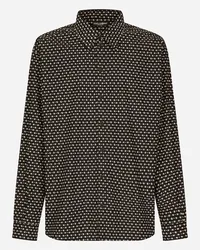 Dolce & Gabbana Camicia Over In Popeline Stampa Logo Dg - Uomo Camicie Nero Cotone Dg