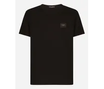 Cotton T-shirt With Branded Tag - Uomo T-shirts E Polo Nero Cotone