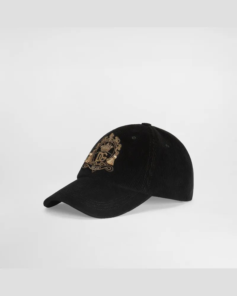 Dolce & Gabbana Cappello Baseball In Velluto A Coste - Uomo Cappelli E Guanti Nero Nero