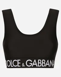 Dolce & Gabbana Top In Jersey Tessuto Indemagliabile - Donna Camicie E Top Nero Nero