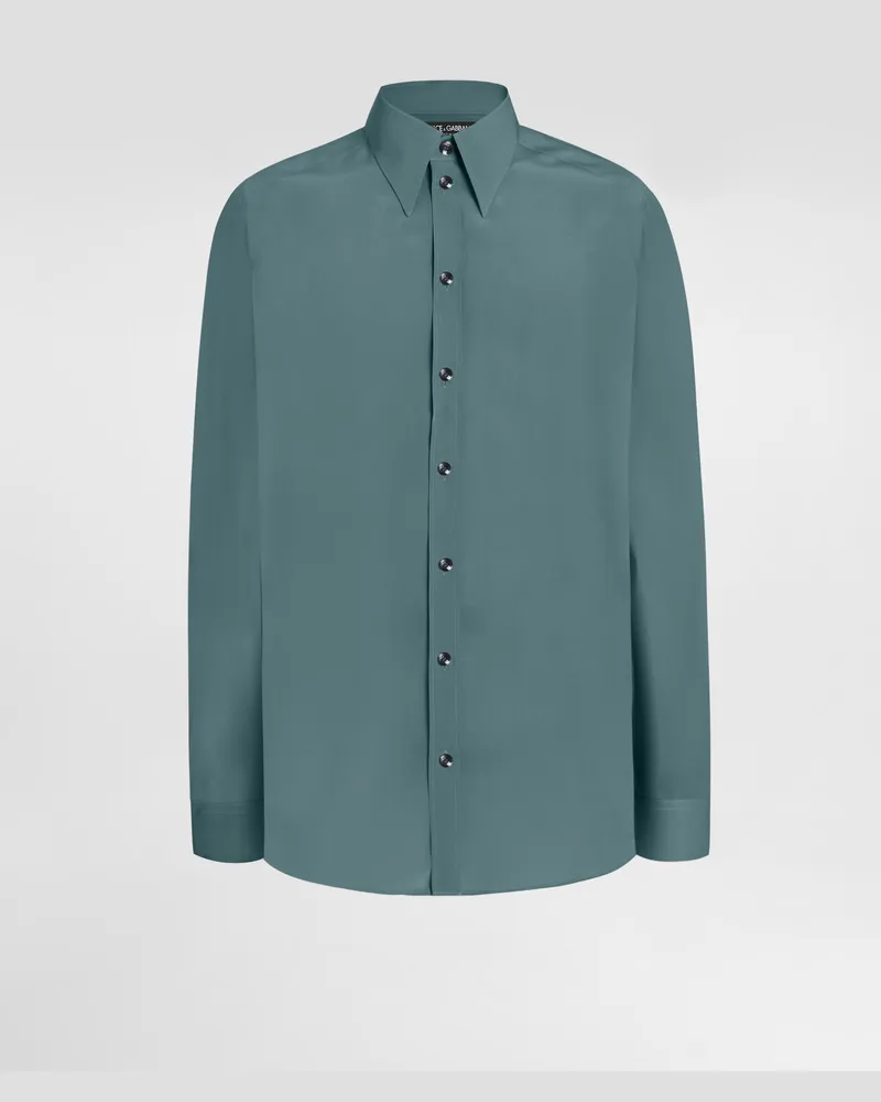 Dolce & Gabbana Camicia Gold In Crêpe De Chine Di Seta - Uomo Camicie Verde Seta Verde
