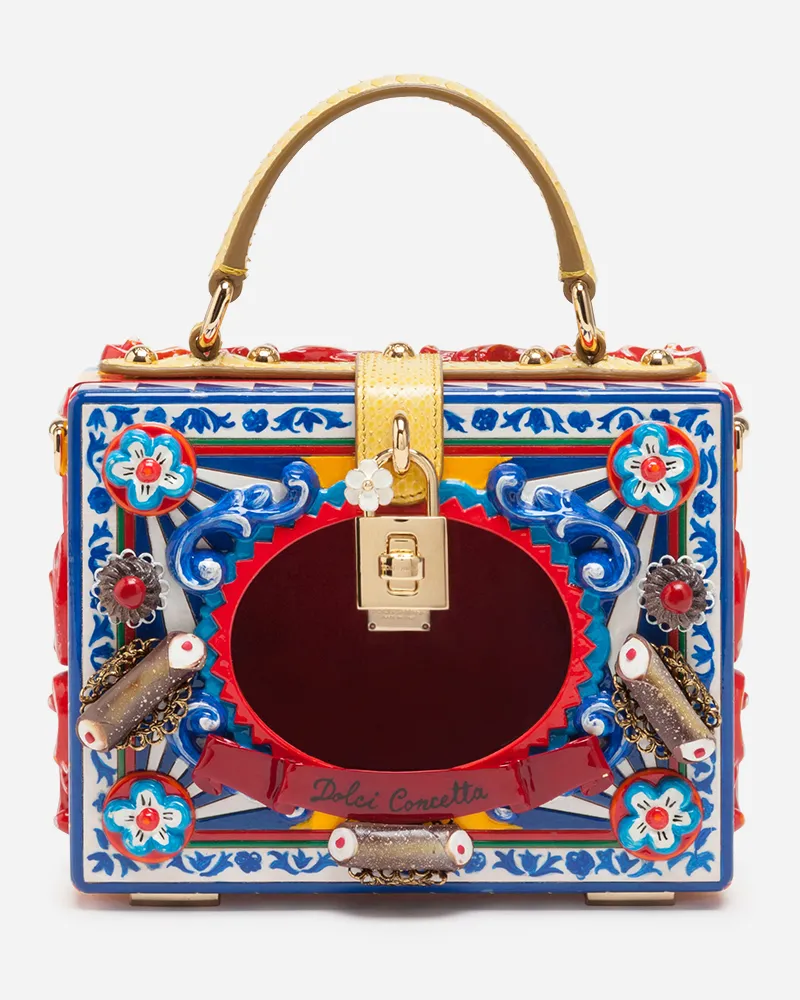 Dolce & Gabbana Dolce Box Bag In Hand-painted Wood - Donna Borse A Mano Multicolore Multicolore
