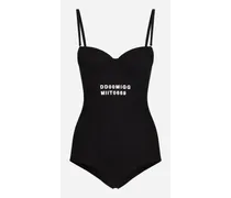 Costume Intero Balconcino Con Stampa Dg Vib3 - Donna Beachwear Nero Jersey