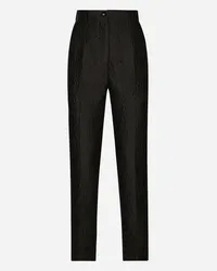 Dolce & Gabbana Pantaloni Sartoriali In Jacquard Floreale - Donna Pantaloni E Shorts Nero Nero