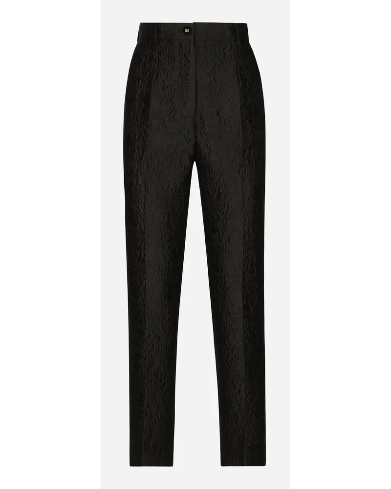 Dolce & Gabbana Pantaloni Sartoriali In Jacquard Floreale - Donna Pantaloni E Shorts Nero Nero