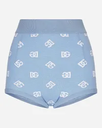 Dolce & Gabbana Culotte In Lana E Seta Con Intarsio Logo Dg - Donna Pantaloni E Shorts Azzurro Azzurro