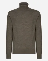 Dolce & Gabbana Maglia Collo Alto In Cashmere Extrafine - Uomo Maglieria Grigio Cashmere Grigio