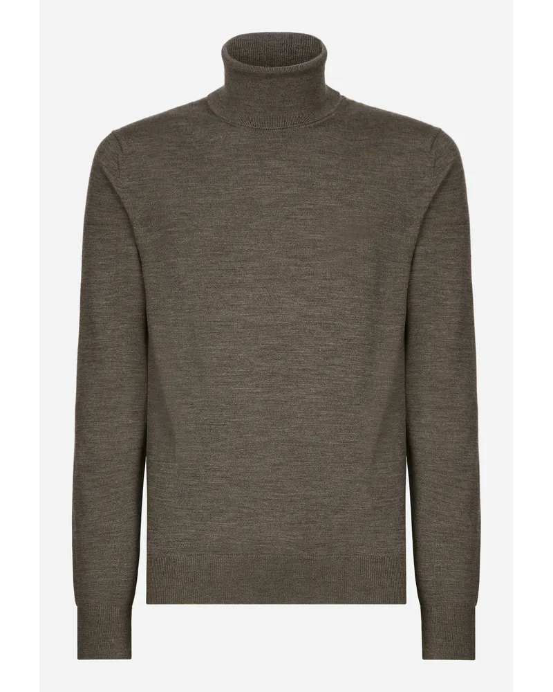 Dolce & Gabbana Maglia Collo Alto In Cashmere Extrafine - Uomo Maglieria Grigio Cashmere Grigio