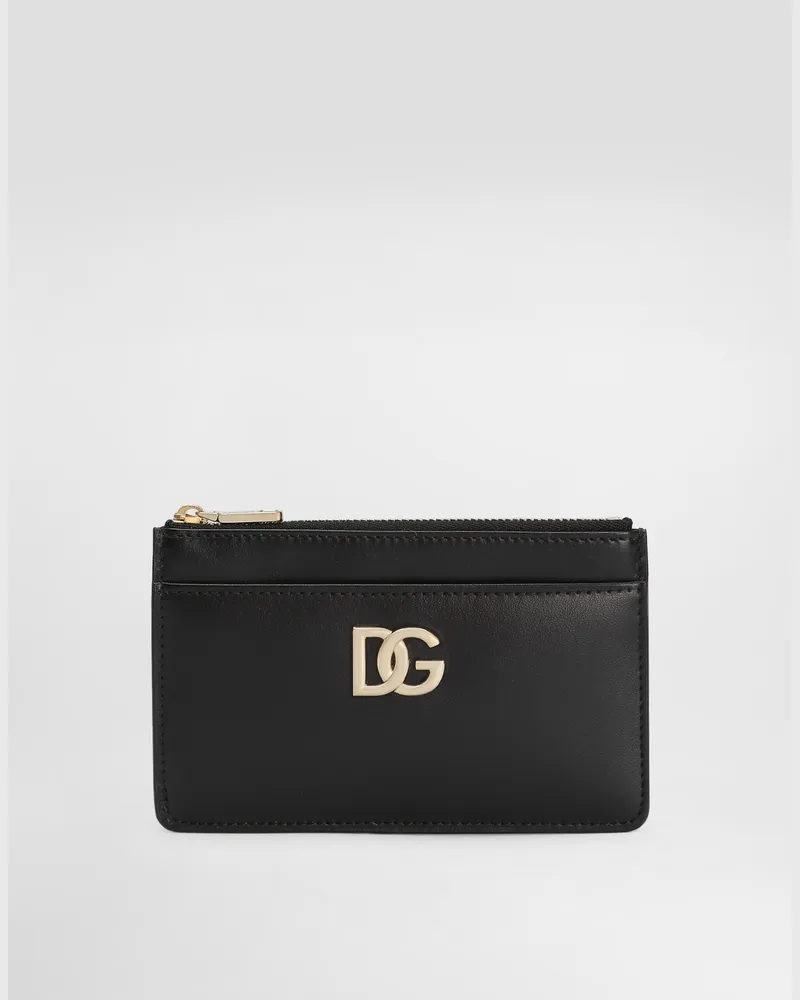 Dolce & Gabbana Portacarte In Pelle Di Vitello Con Logo Dg - Donna Portafogli E Piccola Pelletteria Nero Pelle Nero