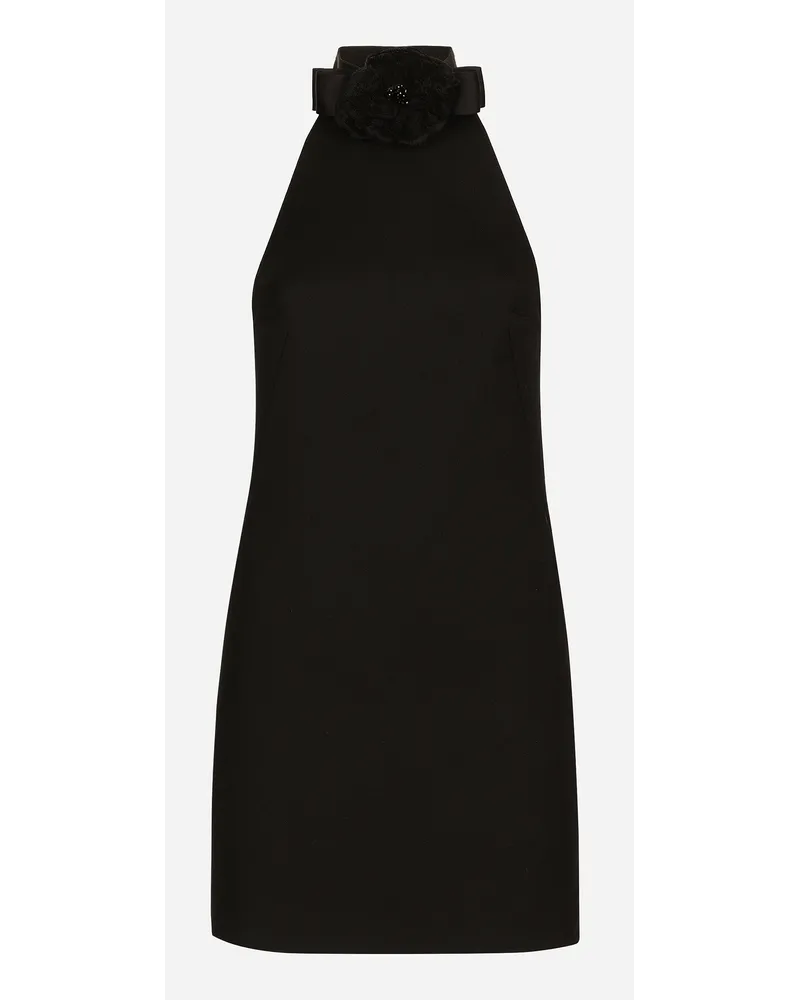 Dolce & Gabbana Abito Corto In Tela Di Lana Con Scollatura Su Schiena - Donna Abiti Nero Nero