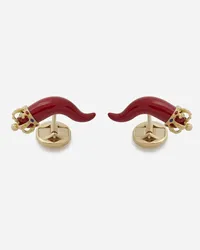 Dolce & Gabbana Good Luck Cufflinks In Enamelled Yellow Gold - Uomo Gemelli Oro Metallo Oro