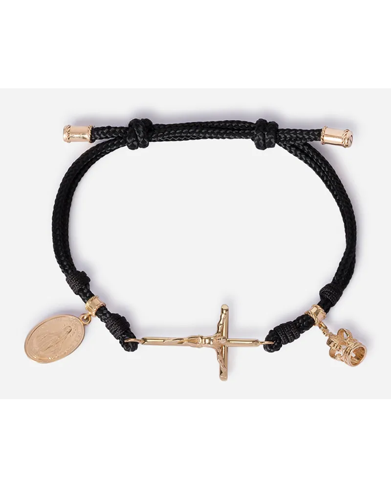 Dolce & Gabbana Fabric Sicily Bracelet With 18kt Gold Pendant Charms - Uomo Bracciali Oro Oro