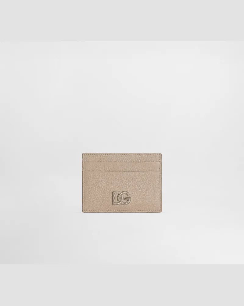 Dolce & Gabbana Portacarte In Pelle Di Vitello Con Logo - Uomo Portafogli E Piccola Pelletteria Beige Beige