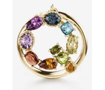 Rainbow Alphabet Q Ring In Yellow Gold With Multicolor Fine Gems - Donna Anelli Oro