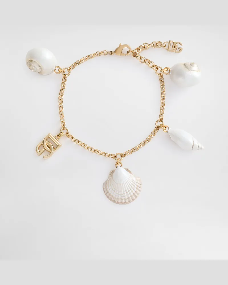 Dolce & Gabbana Bracciale Con Logo Dg E Charms Conchiglie - Donna Bijoux Oro Metallo Oro