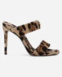 Dolce & Gabbana Sandalo In Spugna Stampa Leo - Donna Slide E Mule Stampa Animalier Leo