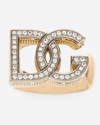 Dolce & Gabbana Logo Ring In Yellow And White 18kt Gold With Colourless Sapphires - Donna Anelli Oro Oro