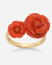 Dolce & Gabbana Anello Coral In Oro Giallo 18kt Con Rosa Corallo - Donna Anelli Oro Oro