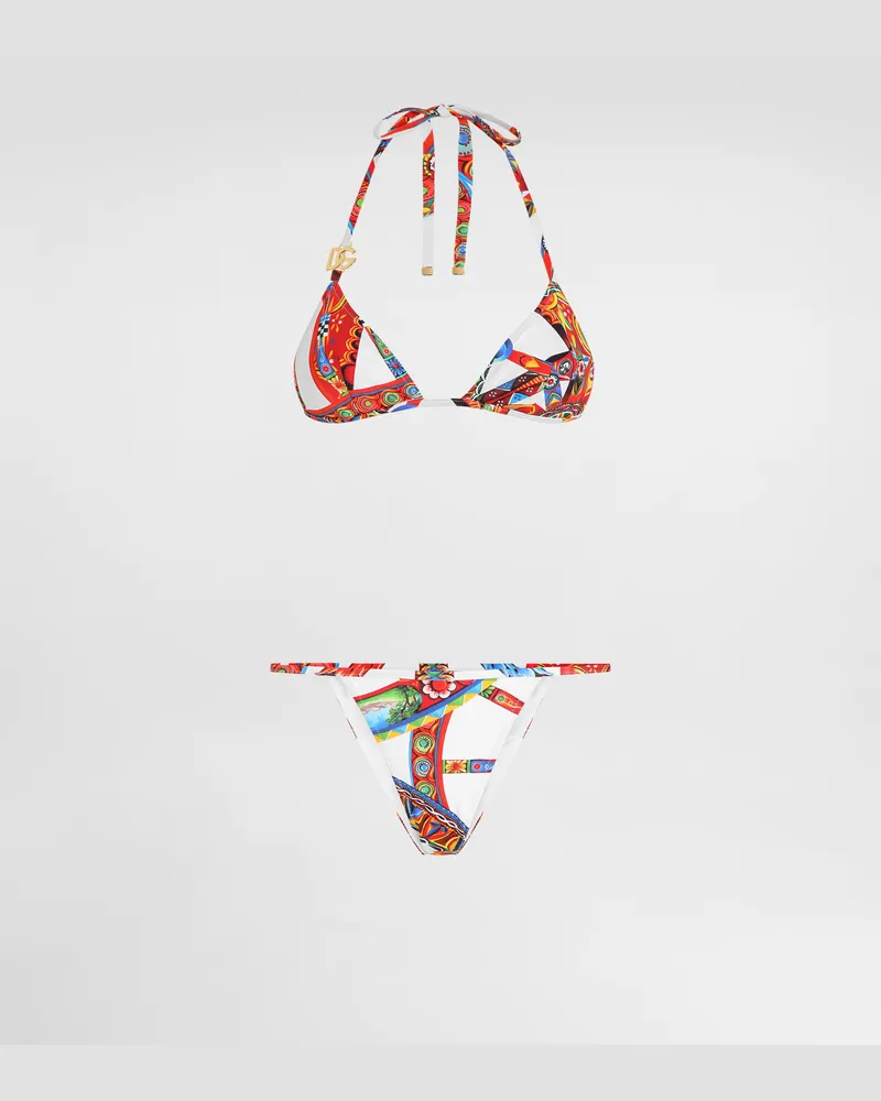 Dolce & Gabbana Bikini A Triangolo Stampa Carretto - Donna Beachwear Multicolore Multicolore