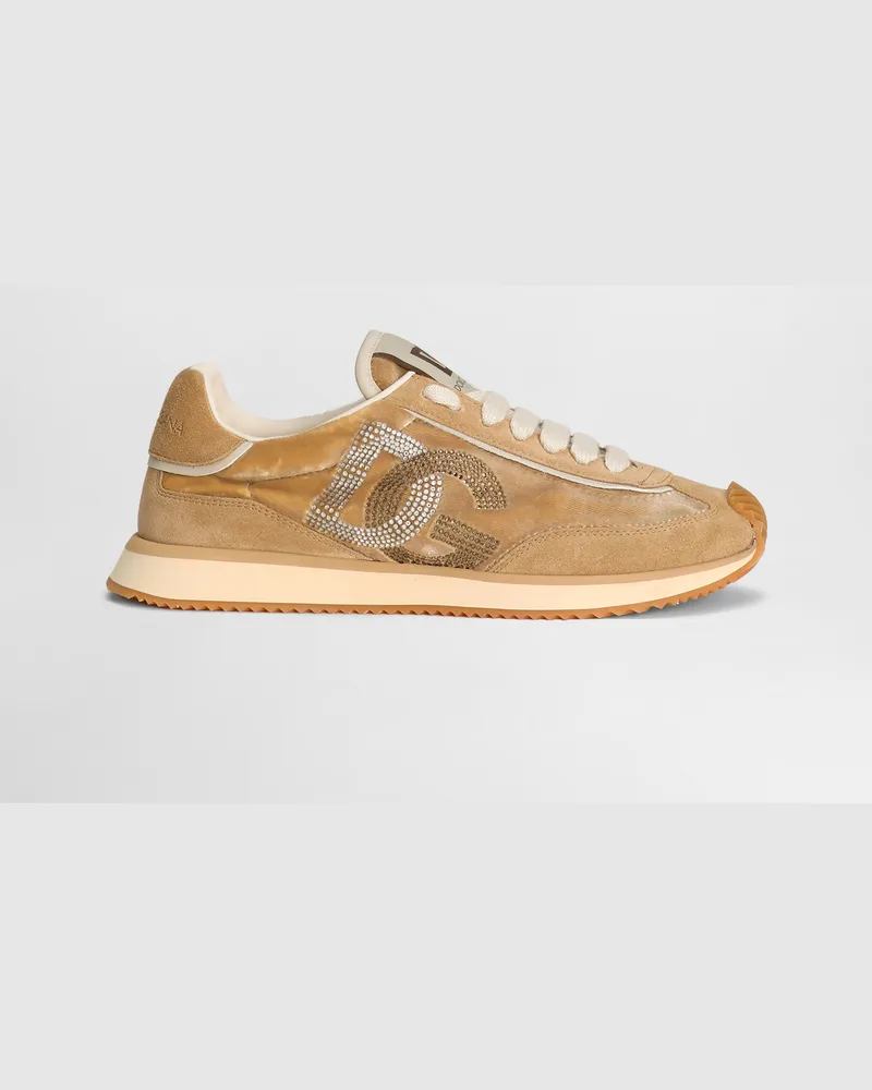 Dolce & Gabbana Sneaker Dg Cushion In Mix Materiali - Donna Sneaker Beige Beige