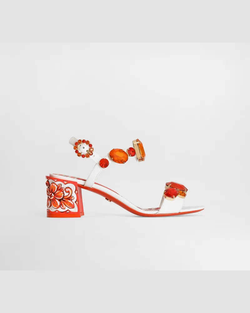 Dolce & Gabbana Sandalo In Vernice Con Ricami - Donna Sandali E Zeppe Multicolore Multicolore