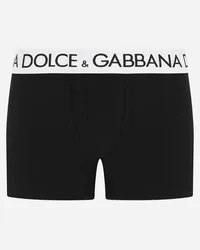 Dolce & Gabbana Boxer Lungo Cotone Bielastico - Uomo Intimo E Loungewear Nero Cotone Nero