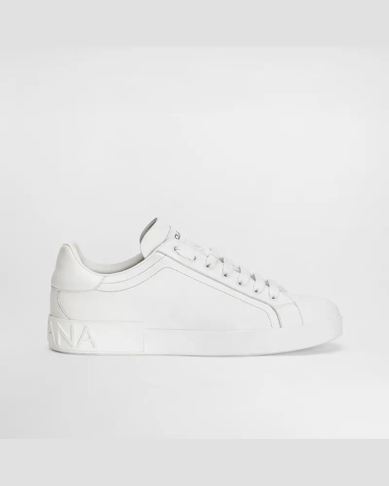 Dolce & Gabbana Sneaker Portofino In Pelle Di Vitello - Uomo Sneaker Bianco Pelle Bianco