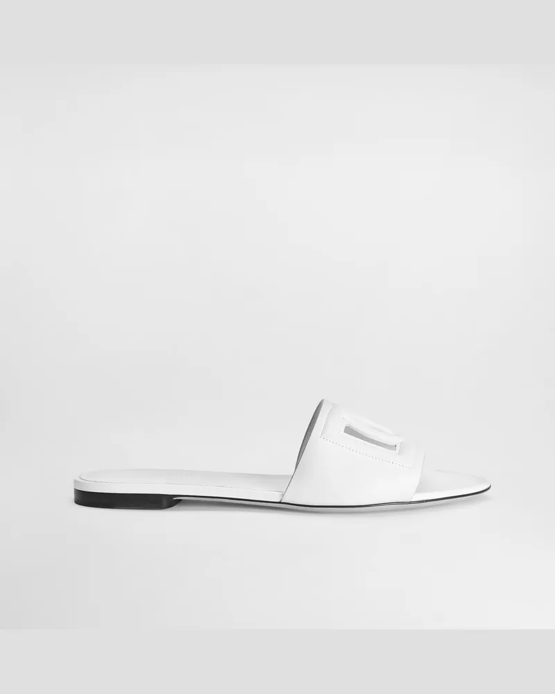 Dolce & Gabbana Slide In Pelle Di Vitello E Logo Dg - Donna Slide E Mule Bianco Pelle Bianco